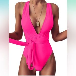 NWT pink sexy one piece bathing suit